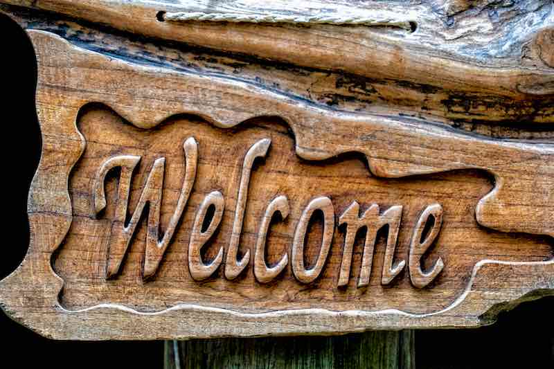 Welcome Hand Carved Wooden Sign