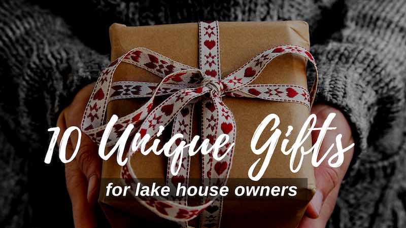 Lake house owner holding a special gift